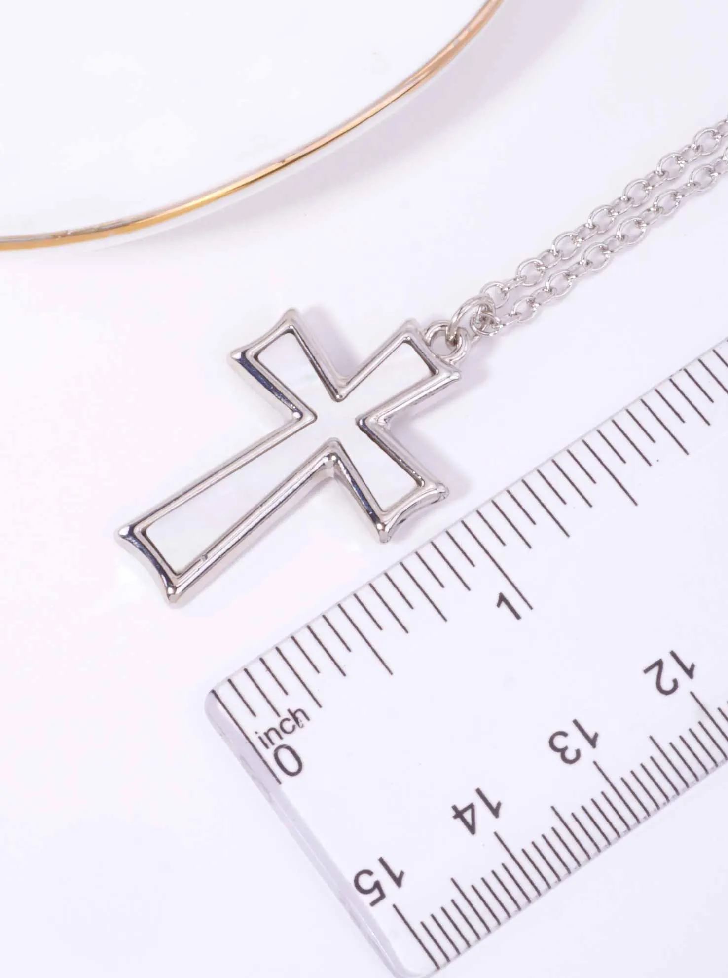 Elegant Cross Matinee Pendant Necklace RHPR