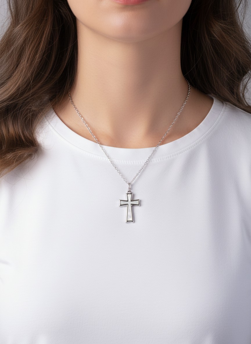 Elegant Cross Matinee Pendant Necklace RHPR